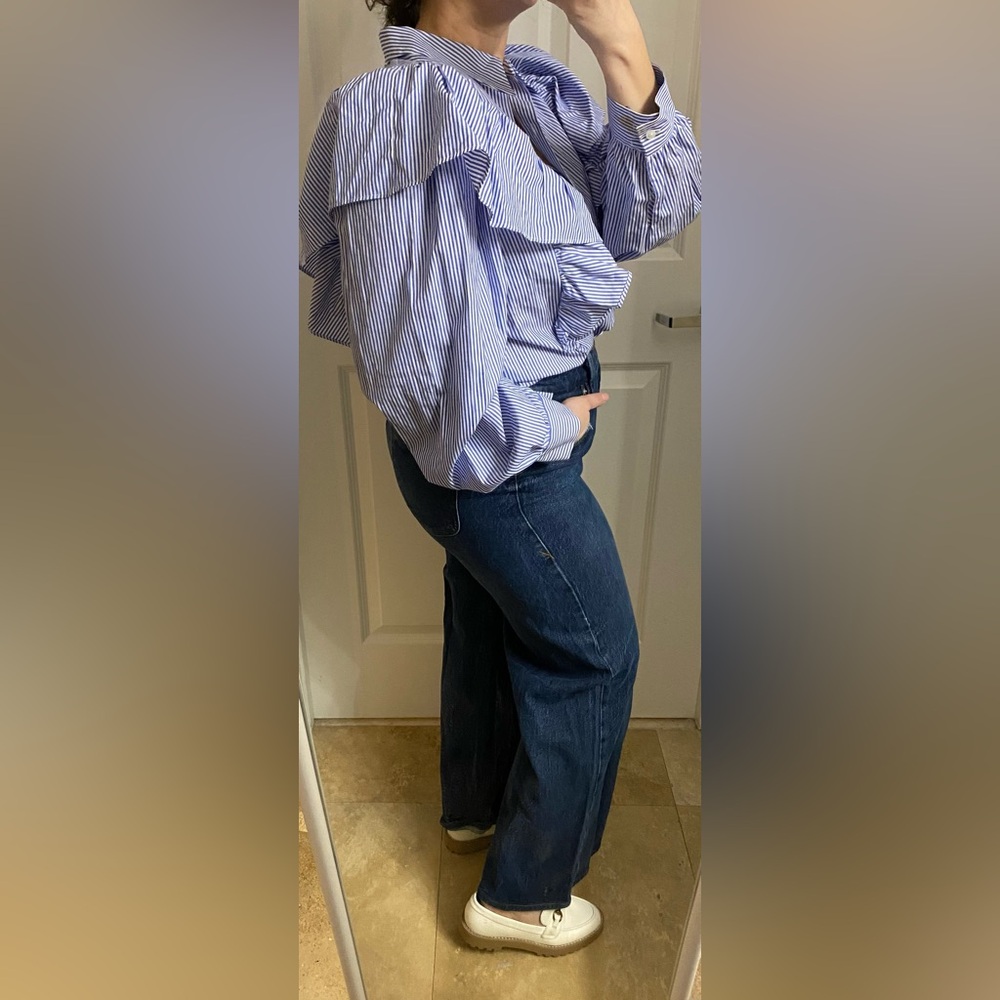 Zara Striped Ruffled Blouse - Picture 8 of 12